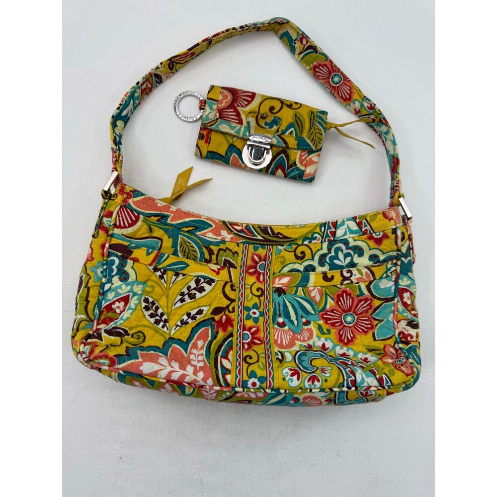 Vera Bradley Provençal Shoulder Bag & Matching Keychain Wallet Set Floral